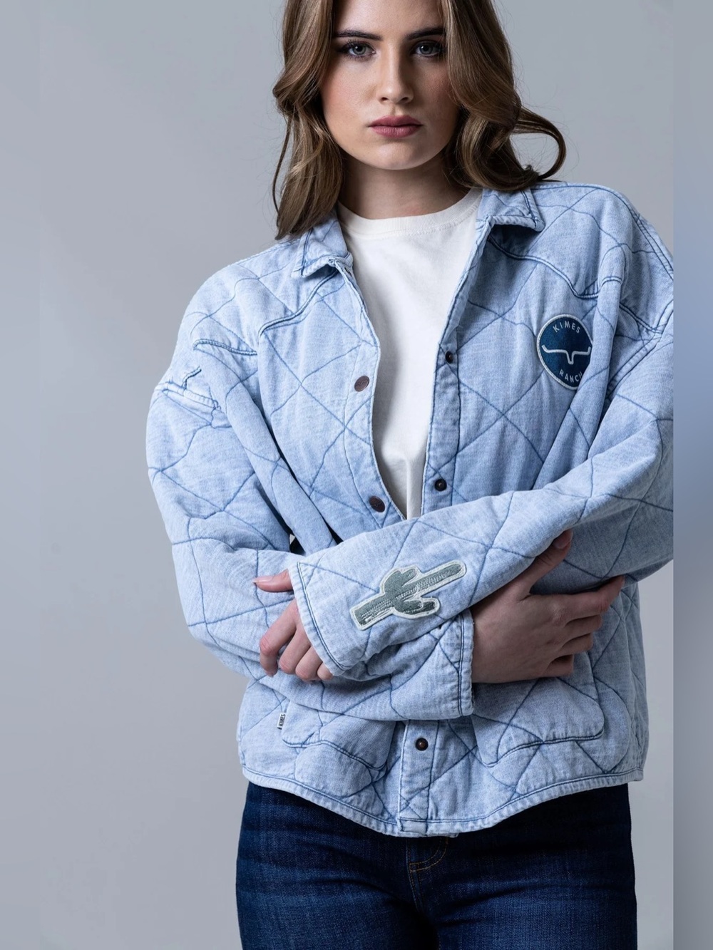 Kimes Ranch Rincon Throw Quilted Jacket Light Wash Indigo XXL NWT